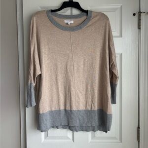 New Directions Tan and Gray Blouse
